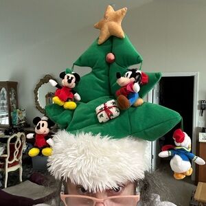 Disney Green Christmas Tree Hat with Mickey and Friends